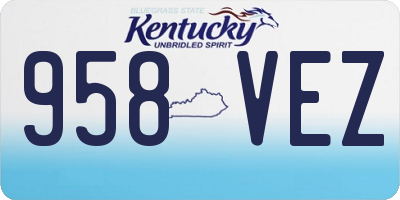 KY license plate 958VEZ