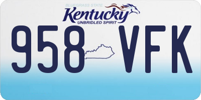 KY license plate 958VFK