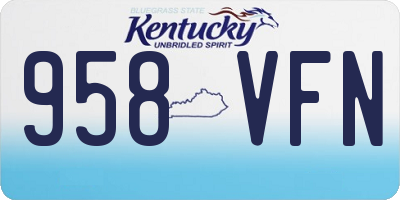 KY license plate 958VFN