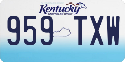KY license plate 959TXW