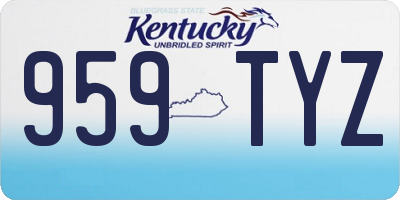 KY license plate 959TYZ