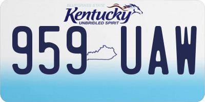 KY license plate 959UAW