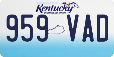 KY license plate 959VAD