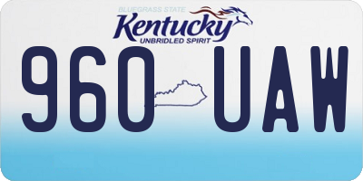 KY license plate 960UAW