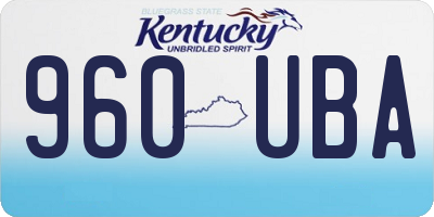 KY license plate 960UBA