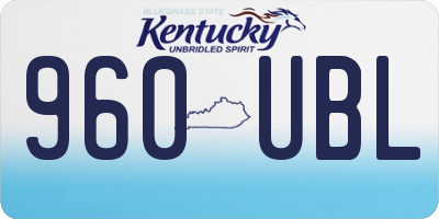 KY license plate 960UBL