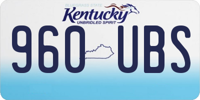 KY license plate 960UBS