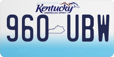 KY license plate 960UBW