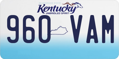 KY license plate 960VAM