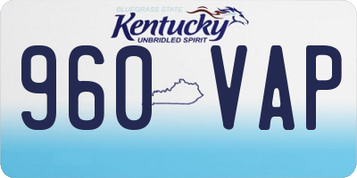KY license plate 960VAP