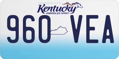 KY license plate 960VEA