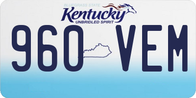 KY license plate 960VEM