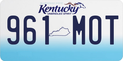 KY license plate 961MOT