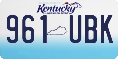 KY license plate 961UBK
