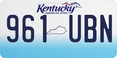 KY license plate 961UBN