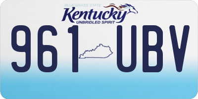 KY license plate 961UBV