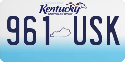 KY license plate 961USK