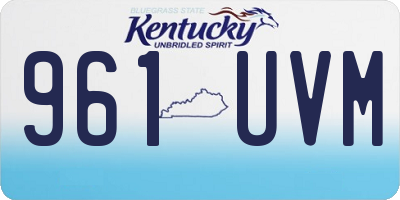 KY license plate 961UVM
