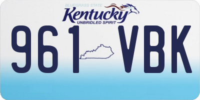 KY license plate 961VBK