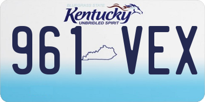 KY license plate 961VEX