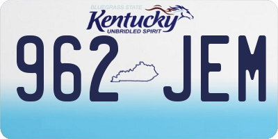 KY license plate 962JEM
