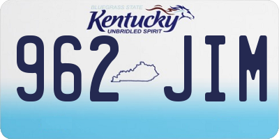 KY license plate 962JIM