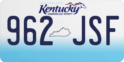 KY license plate 962JSF