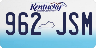 KY license plate 962JSM