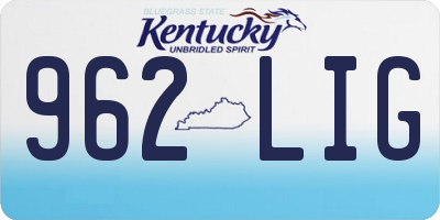 KY license plate 962LIG