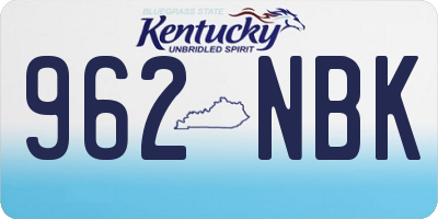 KY license plate 962NBK