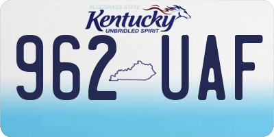 KY license plate 962UAF