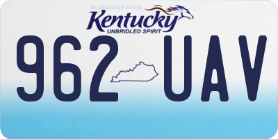 KY license plate 962UAV