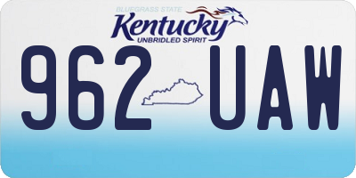 KY license plate 962UAW