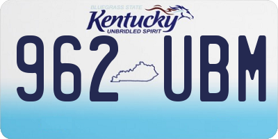 KY license plate 962UBM