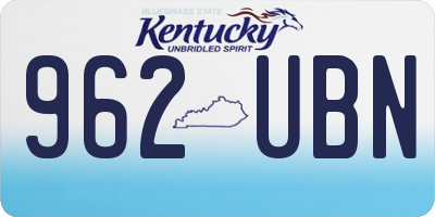KY license plate 962UBN