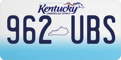 KY license plate 962UBS
