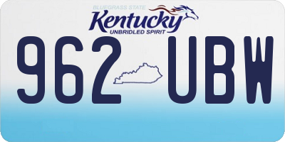 KY license plate 962UBW