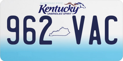 KY license plate 962VAC