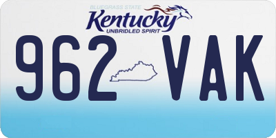 KY license plate 962VAK