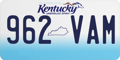 KY license plate 962VAM