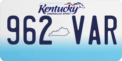 KY license plate 962VAR
