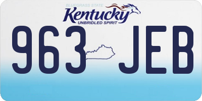 KY license plate 963JEB
