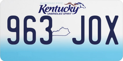 KY license plate 963JOX