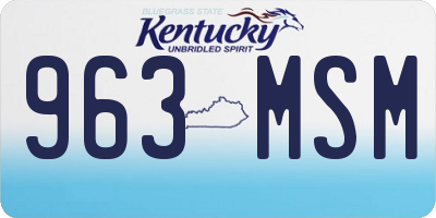 KY license plate 963MSM