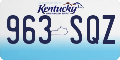 KY license plate 963SQZ