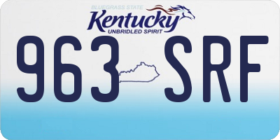 KY license plate 963SRF