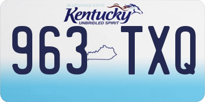 KY license plate 963TXQ
