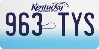 KY license plate 963TYS