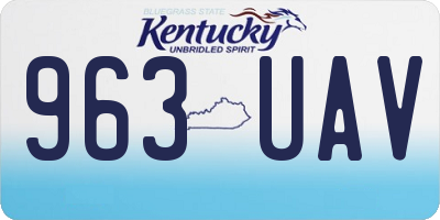 KY license plate 963UAV