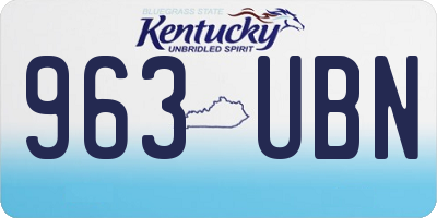 KY license plate 963UBN